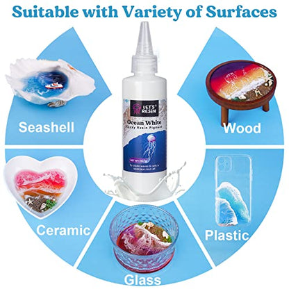 LET'S RESIN Ocean White Epoxy Resin Pigment 167g/5.89oz, High Concentrated Pigment Paste for Epoxy Resin & UV Resin, UV Resistant Opaque Pigment for