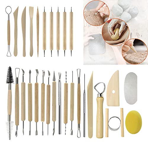 Clay Tools 40PCS Pottery Tools Clay Sculpting Tools for Kids Polymer Clay Tools Kit Ceramic Tools for DIY Handcraft Modeling Clay Carving Tools Set WALTERT W