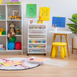 IRIS USA 6-Tier Scrapbook Storage Cart with Organizer Top for Papers, Vinyl, Office, Art and Crafting Supplies, White with 6 Clear Scrapbook Cases IRIS