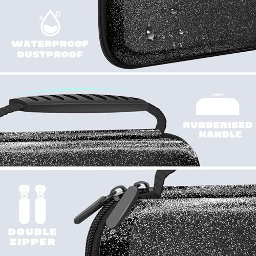 homicozy Glitter Carrying Case Compatible with Nintendo Switch OLED & Switch Console,Black Protective Hard Travel Case Shell Pouch for Nintendo homicozy