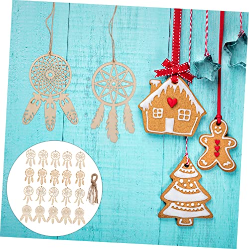 KALLORY 40pcs Wooden Dreamcatcher Xmas Embellishments Ornaments Unfinished Christmas DIY Dreamcatcher Hanging Ornaments Wood Crafts for Kids DIY KALLORY