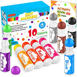 Soucolor Washable Dot Markers for Toddlers Kids Preschool, 10 Colors 2 oz Bingo Daubers Paint Markers Set with 48 Pages Tearable Activity Book for Soucolor