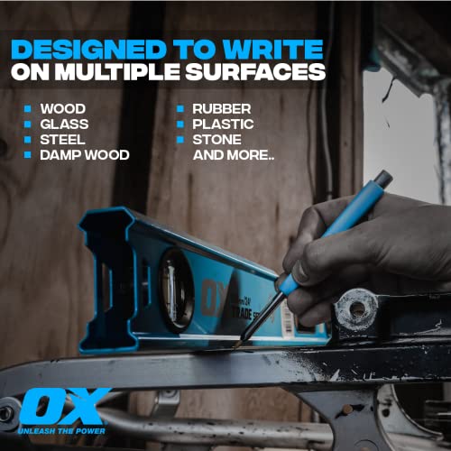 OX Tools Pro Tuff Carbon Marking Pencil Mechanical Construction Pencil Value Pack 4 Leads Included & Pencil Holder with Sharpener Belt Clip OX Tools