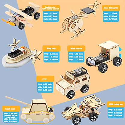 7 in 1 STEM Kit Wood Projects for Kids to Build 3D Wooden STEM Building Kit Puzzles Mechanical Car Educational Science Models Kits Building Toys for