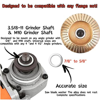 Angle Grinder Wood Carving Disc Set 5 Pack for 4" or 4 1/2" Angle Grinder with 5/8" Arbor, Angle Grinder Attachments, Wood Working Tools and