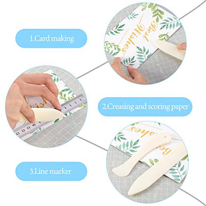 8 Pieces Bone Folder Tools Include 2 Pieces Bone Folder Paper Creaser 3 Pieces Double Head Indentation Pens with Sugar Stir Needle Quilling Needle Pen and Tweezers for Card Making Scrapbooking