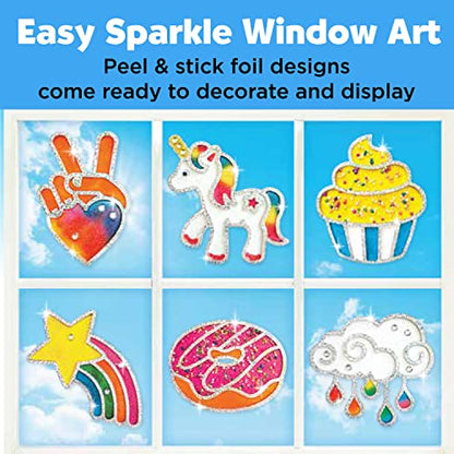 Creativity for Kids Easy Sparkle Window Art Kit - Paint and Decorate 7 DIY Suncatchers, Arts and Crafts for Kids Ages 6-8+, Activities for Kids,