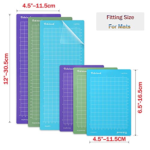 VIKDOOK Cutting Mat for Cricut Joy 4.5” X12” 4.5”X6.5” Variety Grip Sticky Cutting Mat Pack Blue Light Grip Green Standard Grip Purple Strong Grip 6 - WoodArtSupply