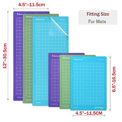 VIKDOOK Cutting Mat for Cricut Joy 4.5” X12” 4.5”X6.5” Variety Grip Sticky Cutting Mat Pack Blue Light Grip Green Standard Grip Purple Strong Grip 6 - WoodArtSupply