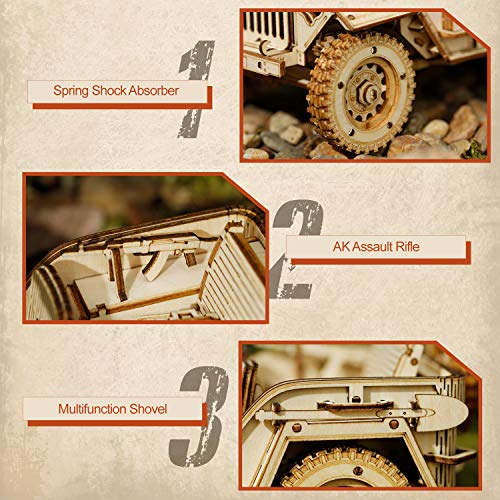 ROKR Model Car Kits Wooden 3D Puzzles Model Building Kits for Adults-Educational Brain Teaser Assembly Model for Adults to Build, Desk Decor/DIY ROKR