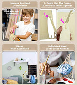 Puzzled 3D Puzzle Angel Fish Wood Craft Construction Model Kit, Fun Unique & Educational DIY Wooden Toy Assemble Model Unfinished Crafting Hobby Puzzled