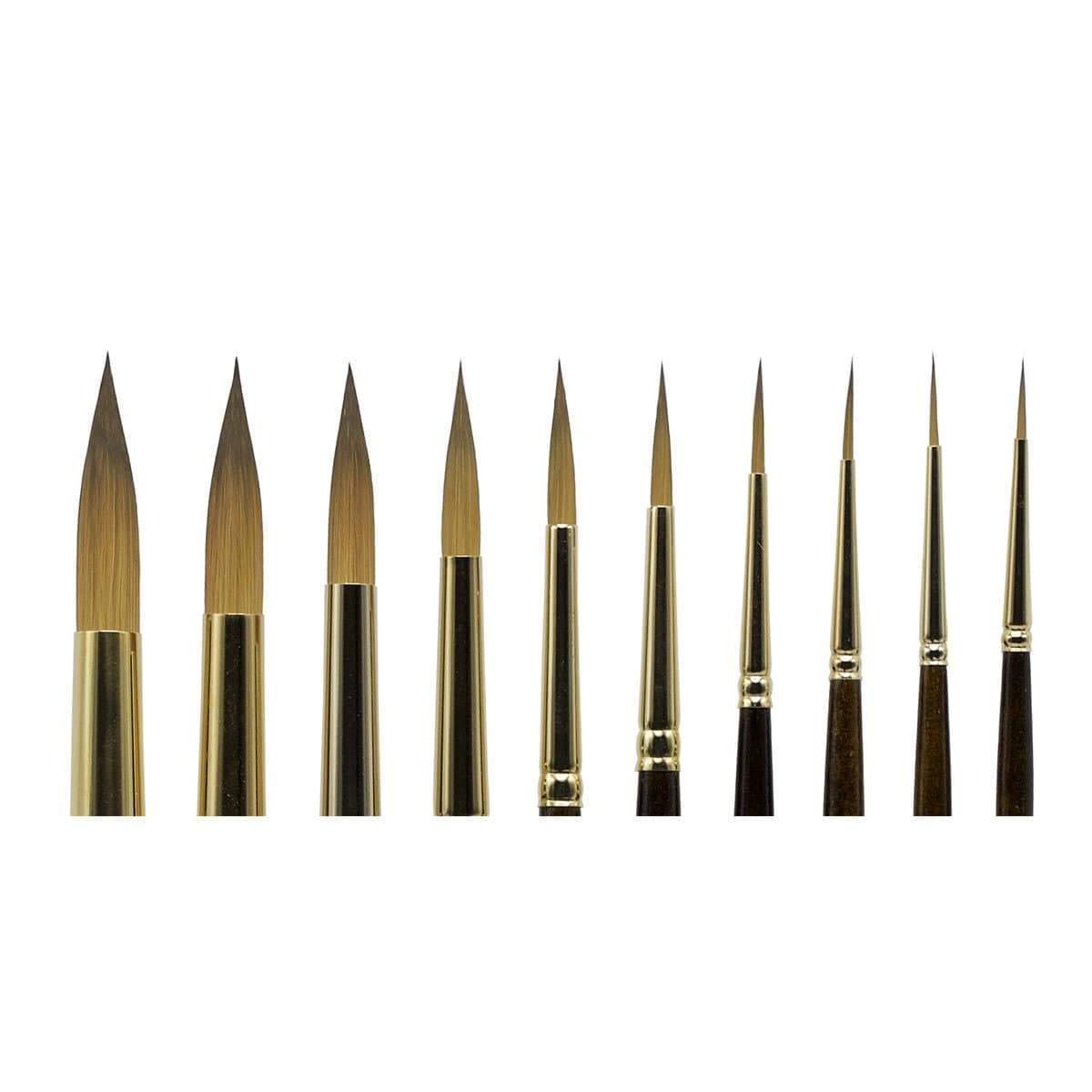 KINGART 1010C Premium 10 Pc. / Sizes Finesse 8020 Series Ultra Round Watercolor Artist Brush Set, Synthetic Kolinsky Sable Blend, Short Handle, Gift KINGART