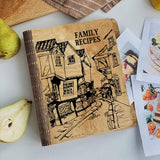 Drawelry Personalized Recipe Book, Custom Recipe Book, Customized Beautiful Floral Engraving Name Text Wood Cover Journal Notebook Christmas Mother's Drawelry