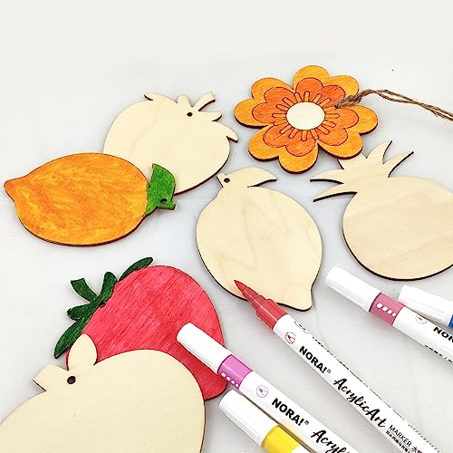 32 Pack Wooden Fruit Cutouts Wooden Apple Lemon Pineapple Strawberry Cutouts Fruit Shape Ornaments Unfinished Wood Fruit Craft Gift Tags for Home