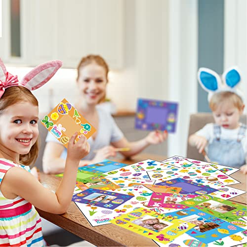 chiazllta 24 Packs Easter Kid's Craft Kits Easter Bunny Egg DIY Picture Frame Craft Suitable for Easter Class Game Activities Gift for Kids - WoodArtSupply