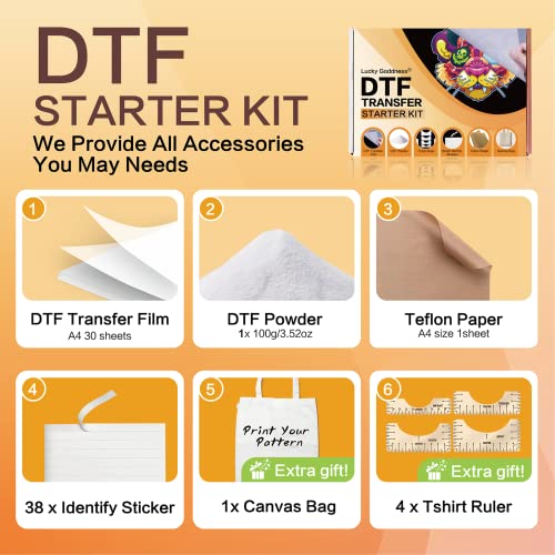 DTF Transfer Film(8.3 x 11.7)20 Sheets Pet Direct to Film Heat Transfer Paper for All DTF&DTG Printer,Matte DTF Film for Sublimation Black White