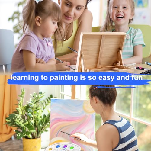 koseibal Art Paint Set with 18 Acrylic Paints, 8 Brushes, 4 Stretched Canvas, 1Wooden Easel, Etc, Premium Painting Supplies Kit for Students, Artists koseibal