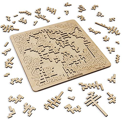 WOODSTERS Mind Bending Wooden Jigsaw Puzzle - Best Gift for Adults and Kids - Aztec Labyrinth - Expert Level Challenging Puzzle for Adults - 130 - WoodArtSupply