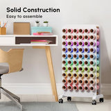 Crafit Mobile Vinyl Roll Holder, 60 Compartment Vinyl Storage Organizer with Locking Caster Wheels, Wooden Vinyl Roll Storage Cart Rack Craft Vinyl Crafit