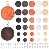 PH PandaHall 30pcs Flat Round Wooden Pendant 3 Sizes Blank Pendant Trays Wood Bezel Pendant with 40pcs Screw Eye Pin Peg Bails 40pcs Ice Pick Pinch PH PandaHall