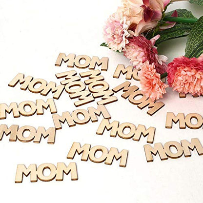 30 Pcs Little MOM Wood Crafts DIY Cutout Wooden Slices Embellishments Gift Unfinished Wood Ornaments for Happy Mothet's Day Mom's Birthday Party - WoodArtSupply