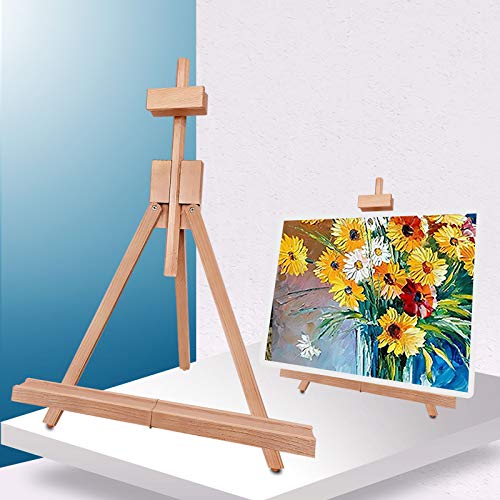 Miratuso Painting Easel, Folding Wooden Tabletop Easel Stand Holds Highest to 22" Canvas, Portable Desktop Easel Suitable for Artists, Beginners, Miratuso