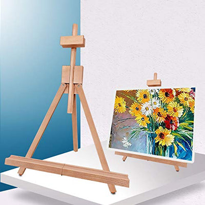 Miratuso Painting Easel, Folding Wooden Tabletop Easel Stand Holds Highest to 22" Canvas, Portable Desktop Easel Suitable for Artists, Beginners,