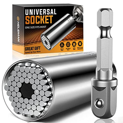 Super Universal Socket Tools Gifts for Men - Valentines Day Gifts Mens Gift Socket Set with Power Drill Adapter(7-19 MM) Cool Stuff Gadgets for Men