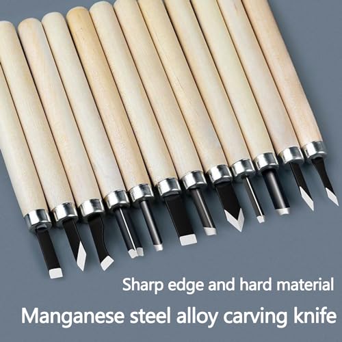 Wonglea Wood Carving Tools Set 12 Pcs,Wood Carving kit Set with Canvas Roll Bag, Wood Whittling Kit for Beginners Kids & Adults,Wood Carving Knife Wonglea