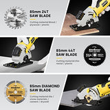 Mini Circular Saw, ENVENTOR 4.8A Electric Circular Saw Corded with Laser Guide, 4000RPM, 3 Saw Blades 3-3/8" Max Cutting Depth 1-1/16", Compact Hand Enventor