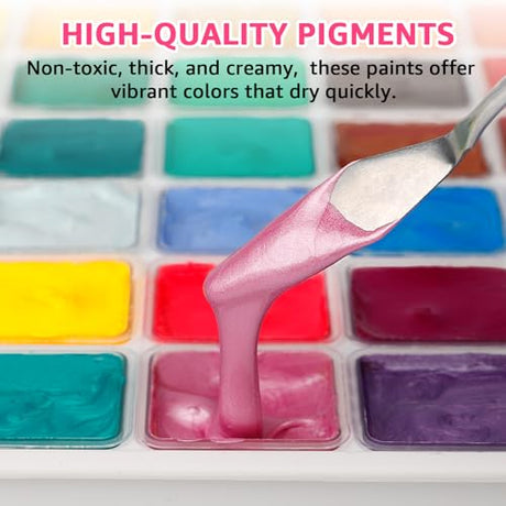 HIMI Gouache Paint Set, 56 Colors x 30ml/1oz, Contains Metallic and Fluorescent Colors, Jelly Cup Design, Non-Toxic, Guache Paint for Canvas and ABEIER