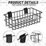Hicarer 4Pcs Slatwall Basket Set Ventilated Metal Slatwall Baskets Hanging Storage Baskets for PVC Slatwall, Mounted Slatwall Accessories Storage Hicarer