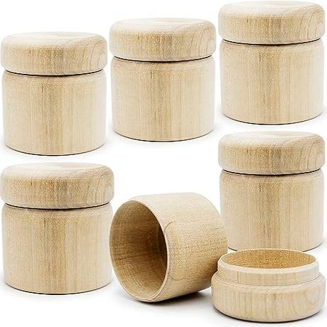 AEVVV 6pcs 2x2-inch Unfinished Mini Round Wooden Box - Proposal Wedding Ring Storage Box - Blank Wooden Jewelry Trinket Box DIY Engagement Ring Box AEVVV