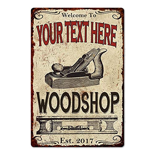 Personalized Woodshop Sign Man Cave Metal Sign Dad Woodworking Name Signs Home Shop Decor Gift 8 x 12 Matte Finish Metal 108120103001 - WoodArtSupply