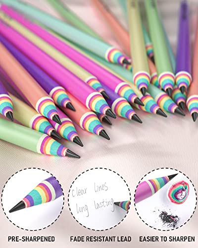 Nicpro 24PCS Rainbow Pencils HB #2, Cute Pastel Pencils Pre-Sharpened Wooden Pencils, Break-Resistant & Eco-friendly Recycled Paper Pencil For Kids - WoodArtSupply