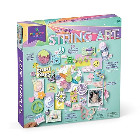 Craft-Tastic - Wall Collage String Art - DIY Custom Room Décor Craft Kit - Decorative Prints Paint-Safe Tape - for Tweens and Teens Ages 10 and Up PlayMonster