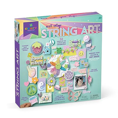 Craft-Tastic - Wall Collage String Art - DIY Custom Room Décor Craft Kit - Decorative Prints Paint-Safe Tape - for Tweens and Teens Ages 10 and Up