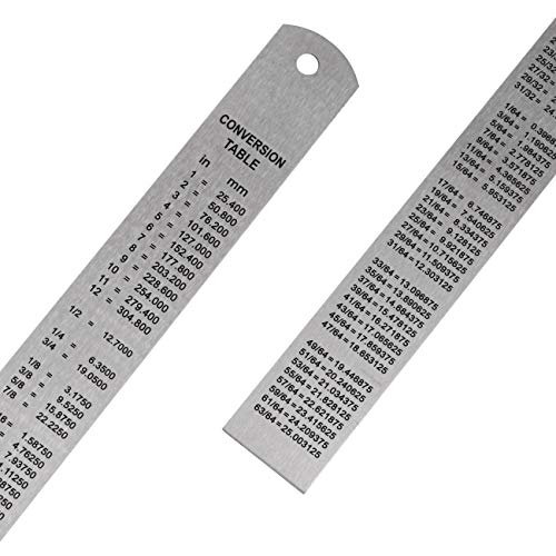3 Pack Stainless Steel Ruler 16 inch 6 inch and 12 inch Metal Ruler Kit with Conversion Table Metric Straight Edge Linear Measurement Ruler SAMLOO