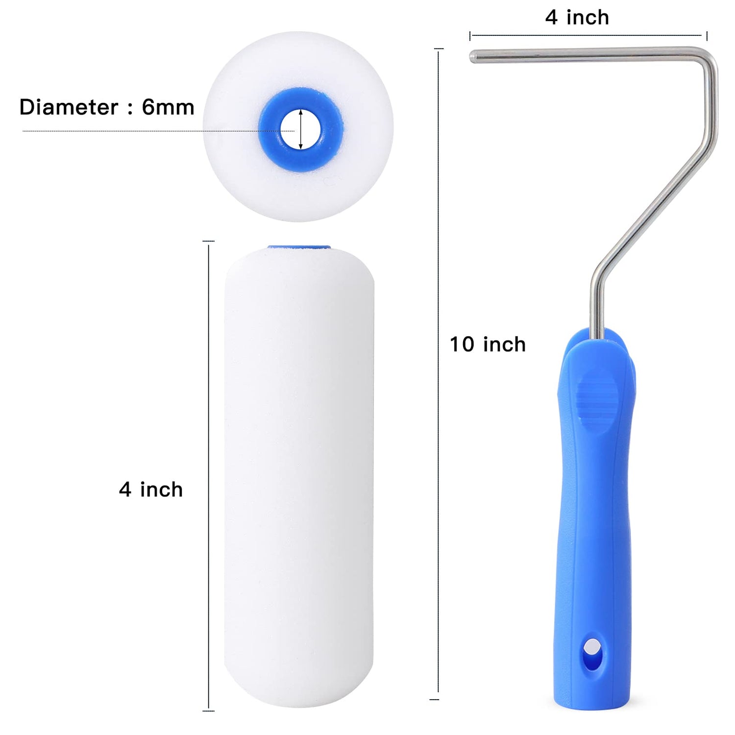 Mister Rui-Foam Paint Roller, 4 Inch-8 Pack Paint Roller Kit, Complete 4" Mini Paint Roller Kit with Small Foam Paint Roller Covers, Frame, Tray, and Mister Rui