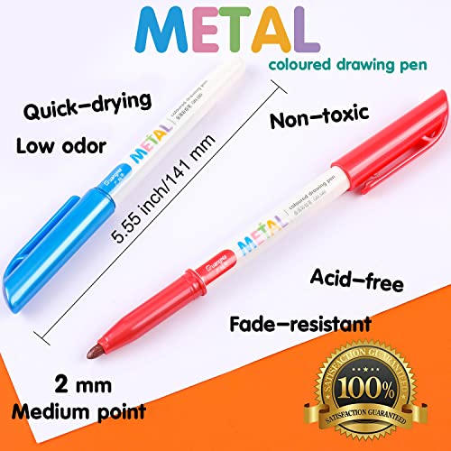 Sunshilor Metallic Markers Medium Point Metallic Marker Pens for Black Paper, Art Rock Painting, Easter Egg, Halloween Pumpkin, Card Making, Sunshilor