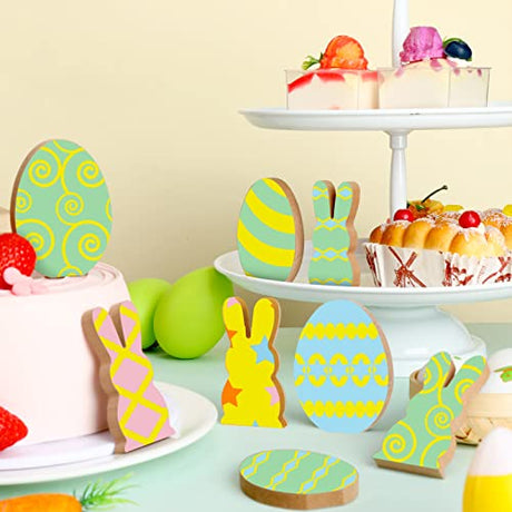 20 Pcs Easter Wooden Bunny Cutouts Unfinished Bunny Table Wooden Signs Peeps Bunny Egg Shaped Craft Tags Easter Blank Bunny Slice Wooden Signs for Gerrii