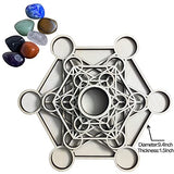 Metatron Crystal Grid Wooden Art 3D Metatron's Healing Energy with 7 Pieces Rough Seven Chakras Crystal Stone Set Sacred Geometry Energy Crystal Grid Tucocoo