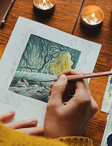 Nicpro Detail Paint Brushes 5 PCS Extra Fine Tip 000 Professional Miniature Painting Artist Set Round 3/0 for Micro Watercolor Oil Acrylic Craft Nicpro