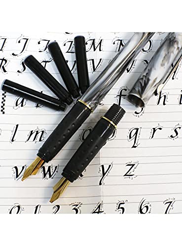 MONT MARTE 2 Nib Calligraphy Set, 8 Piece. Includes 1 Calligraphy Pen, 2 Calligraphy Nibs, 4 Black Ink Cartridges and an Instruction Booklet with MONT MARTE
