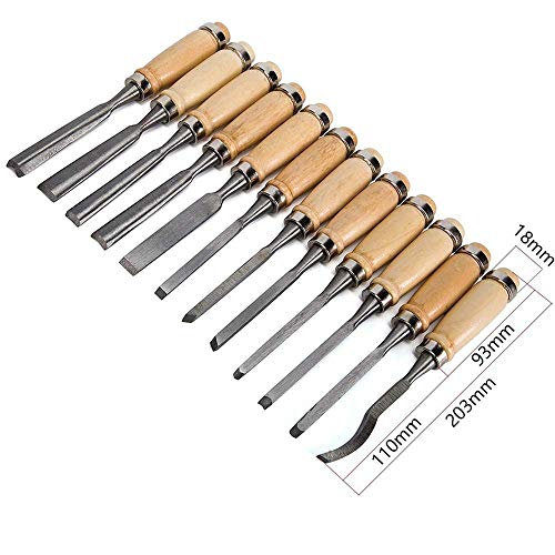 Chiyuehe Professional Wood Carving Chisel Set - 12 Piece Sharp Woodworking Tools w/Carrying Case - Great for Beginners Chiyuehe