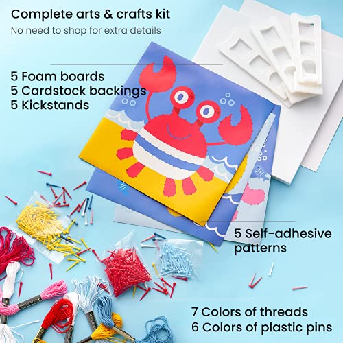 Arteza Kids String Art Kit, Set of 5 Sea Animal Designs, Plastic Pushpins, Art Supplies for Kids Craft Projects and Free Time Activities Arteza Kids
