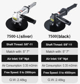 7-Inch Pneumatic Sander Heavy Duty Wet Air Sander/Polisher,Lightweight at 5.47 lbs,Adjustable Speed Up to 2500rpm Pneumatic Polisher Hand Sanding YPCOO