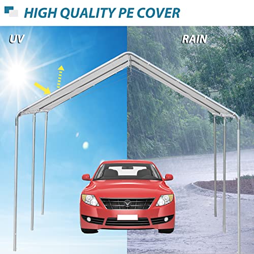 Outsunny 10'x20' Carport Heavy Duty Galvanized Car Canopy with Included Anchor Kit, 3 Reinforced Steel Cables, White Outsunny