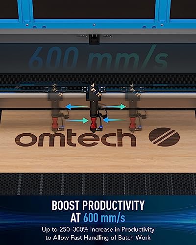 OMTech 150W CO2 Laser Engraver with LightBurn & Water Chiller, 40x63 Inch Laser Cutting Engraving Machine with Autofocus Autolift 3 Way Pass Air