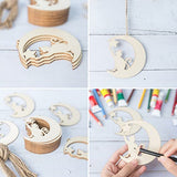 Cat Wood Star Wood Moon Shape Wooden Blank Wood with Twines Art Unfinished Ornaments for Wedding Birthday Party Christmas Decoration 20Pcs Zontween